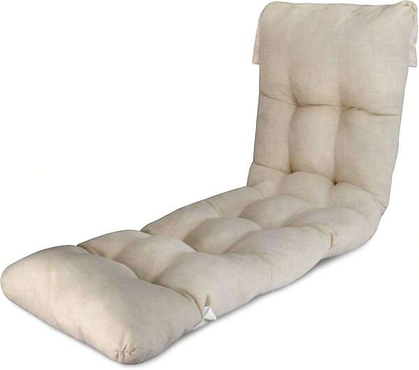 TIENDA EURASIA Cojin Tumbona Exterior, 50% Algodón y 50% Poliéster, 180x50x12 cm, Funda de Loneta-Crudo. Entrega 24/48h a España Peninsular