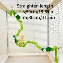 1 szt. Lina wspinaczkowa dla papug, zabawka z grzędą, interaktywna dekoracja klatki dla ptaków, regulowany kształt dla papug takich jak nimfa, kakadu, ara