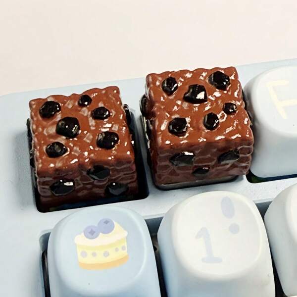 1 peça de teclado mecânico com teclas de bolo de chocolate fofas e transmissoras de luz, altura OEM, material ABS, substituição de tecla ESC artesanal, acessórios de computador fofos para presente faça você mesmo