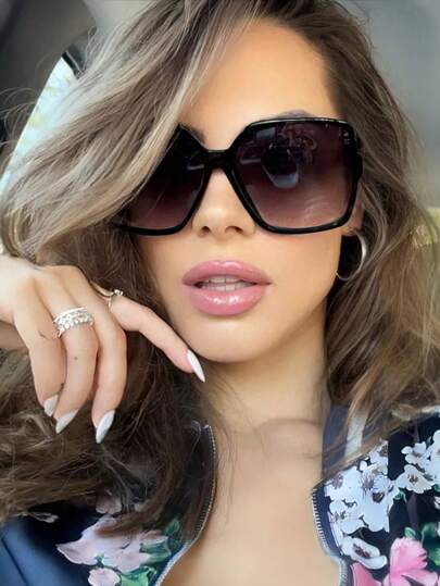 1 Pc Square Big Frame Y2K Fashion Women Glasses, Suitable For Daily, Outdoor, Street Photography, Driving, Travel, Party Square Shape Shades