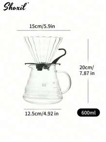 shoxil 2 件套优质手冲咖啡套装 - 耐热玻璃云朵壶和滴滤器 | 为家庭咖啡师和咖啡爱好者打造的完整冲泡系统 - 無色 - 查看 8