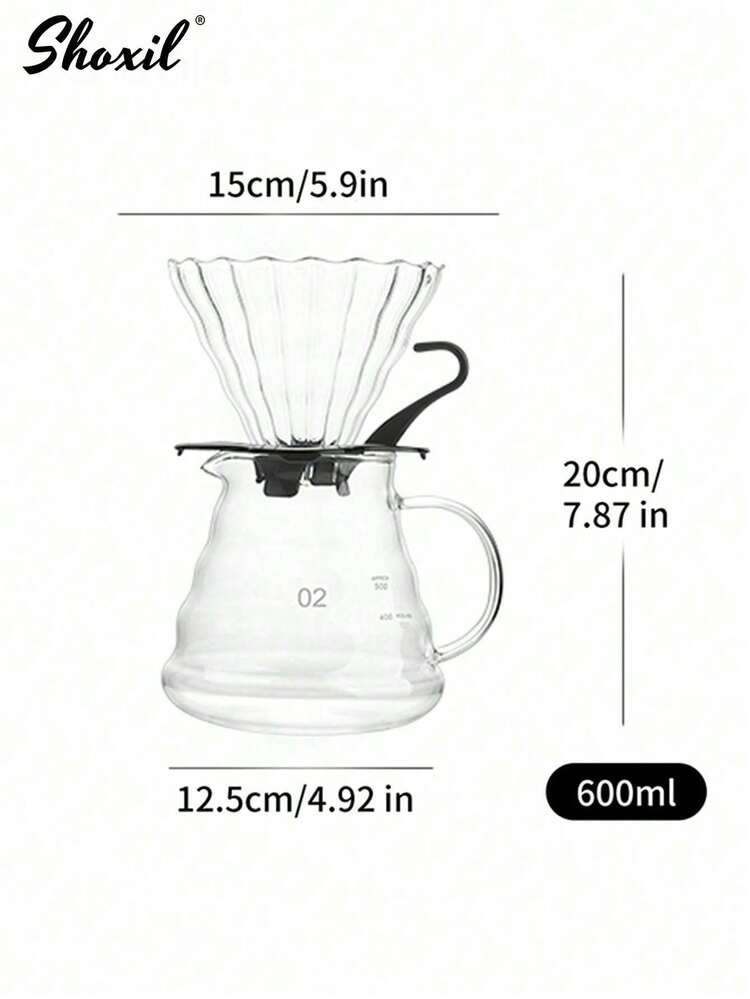shoxil 2 件套优质手冲咖啡套装 - 耐热玻璃云朵壶和滴滤器 | 为家庭咖啡师和咖啡爱好者打造的完整冲泡系统 - 無色 - 查看 8