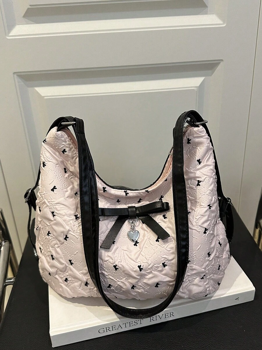 Summer Refreshing Bowknot Crescent-Shaped Sling Bag, Single/Double Shoulder Multifunctional Backpack