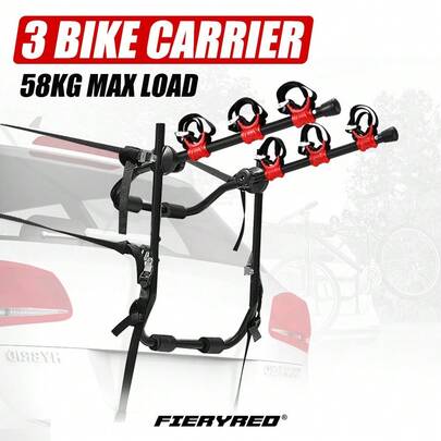 SUN YEE Fieryred 3 Bike Rack Bicycle Carrier Car Rear Universal Trunk Foldable
