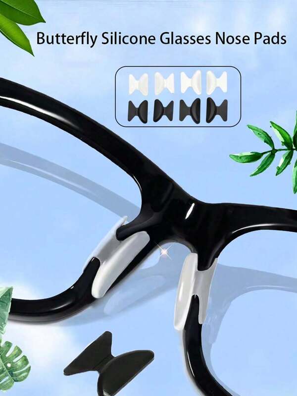 8pcs Butterfly-Shaped Silicone Nose Pads, Anti-Slip Nose Pad Risers To Prevent Marks And Slippage For Eyeglasses