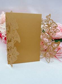 10 piezas/250g Tarjetas de invitación metálicas brillantes para boda, decoración de fiesta de cumpleaños, tarjetas de felicitación personalizadas con brillo (sin incluir tarjeta interior ni sobres)