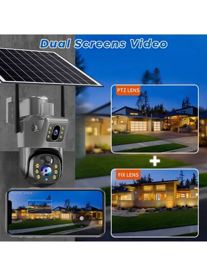 SWVW V380 Pro 10x Zoom 4K Solar Camera 4G SIM Card Dual Lens 8MP High Definition Night Vision Network Closed Circuit Television Monitoring Gimbal PIR Human Detection Alarm Waterproof Built In Battery Camera,4G Outdoor Indoor Security Home Cameras, Wireless IP PTZ None Surveillance Cameras view 3
