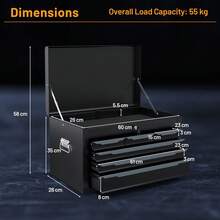 GOFLAME Steel Tool Box Tool Chest Case With 6 Drawers And Top Storage - Black - View 2