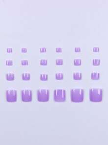 288Pcs /12Set Chic French Tip Press-On Nails Set Line Decoration- Medium Square Shape With Glossy Finish, Easy Application Kit, Salon-Quality, Long-Lasting Wear, Includes Nail File & Adhesive Tabs - Perfect For Women And Girls Nail Supplies Nails - Multicolor - View 8