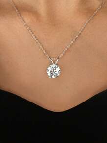 1 pieza Collar de compromiso de mujer de 1 quilate, 6 garras, diseño redondo, color D, diamante de Moissanita, elegante y exquisito, regalo de boda, cumpleaños y aniversario