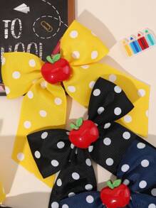 6 Pezzi di Fermagli per Capelli a Fiocco per Ragazze per il Ritorno a Scuola, Accessori per Capelli a Pois Bianchi e Mela Multicolore, Accessori per Capelli alla Moda con Coda Lunga e Corta per Ragazze Adolescenti Studenti, Regali per Feste