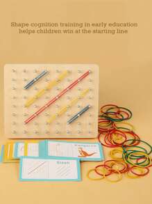 Dekoracja świąteczna Montessori Wczesna edukacja Drewniane zabawki edukacyjne dla dzieci Geometryczna kreatywna tablica do paznokci Grafika Zabawki edukacyjne dla dzieci Wczesna edukacja Matematyka edukacyjna Zabawki do gry (losowa ilość kolorów gumki)
