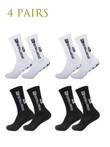 4 Pares de Calcetines de Deporte con Puntos de Silicona Antideslizantes, Adecuados para Fútbol, Correr, Ciclismo, Senderismo