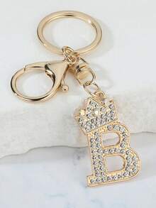 1 件时尚锌合金水钻字母装饰钥匙扣，优雅美观手提包/背包吊坠 - 完美的礼物学校汽车配件可爱哥特 Y2k