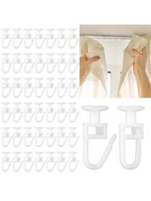 Easy-Install White Plastic Curtain Hooks - Glider ShapeFor Pencil Pleats, Contemporary Style Window Curtain Runners With Hanging Capability, Easyinstall Hooks|Sleek White Finish|Practical Design,Suitable For Caravans, Ceilings, And Shower Curtains. - Multicolor - View 8