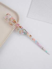 Simple Marble Texture Cellulose Acetate Long Handle Pointed Tail Comb, High-End Leopard Print Hair Brush, Anti-Static, Gentle On Hair, Detangling Comb ,Hair Styling Tools Hair Accessories - Multicolor - View 3