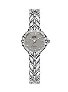 gedi 1 pièce de montre femme fine et simple en alliage doré, cadran rond délicat, aiguilles dorées mode casual et raffinées, très attrayantes, étanche, avec calendrier. Convient pour la vie quotidienne ou les fêtes, peut également être offerte en cadeau aux femmes
