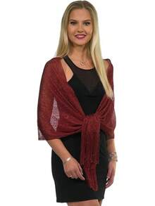 Metallic Glitter Shawl Wrap For Evening Dresses And Weddings - 勃根地紅 - 查看 2