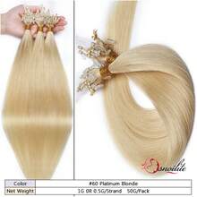 100Strands Micro Ring Loop Tip Remy Human Hair Extensions Straight Micro Beads Link Hair 0.5g/Strand #24 Natural Blonde #27 Dark Blonde #60 Platinum Blonde #613 Bleach Blonde #99J Wine Red - #60 Platinum Blonde - 查看 2