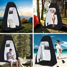 Shower Tent Pop-Up Privacy Tent Camping Portable Toilet Tent Outdoor Camp Bathroom Changing Dressing Room Instant Privacy Shelters For Hiking Beach Picnic Fishing Potty, Extra-Tall, UPF 50+ - màu đen - Xem 3