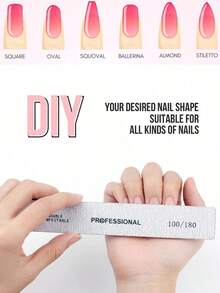 3Pcs Nail Files 100/180 Grit, Professional Quality Nail Sanding Block File Emery Board Nail Buffer Block For Home Salon - Light Grey - View 5