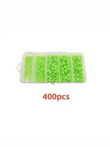 Juego de 400 perlas de cebo con luz fluorescente nocturna, con perlas anti colisión y perlas protectoras, adecuadas para equipo y aparejos de pesca