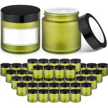4 Oz Amber Glass Jar With Lids, 48 Pack Small Glass Candle Jars With Lids & Sticker, Empty Cosmetic Containers For Sample, Cream, Spice, Lotion, OintmentsSHEIN - 綠色 - 查看 1