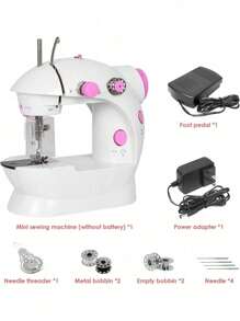 Mini Máquina de Coser Portátil Automático Eléctronico Compacta Doble Velocidades Controlar Doble de Hilos, Principiantes - Multicolor - Ver 4