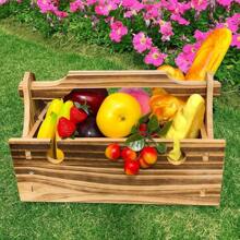 Wooden Outdoor Folding Picnic Basket Table, Folding Picnic Table With Wine Glass Holder, 2-In-1 Picnic Table Convertible Storage Wooden Basket, Natural Travel Camping Equipment