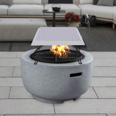 Bazargame Stainless Steel Fire Pit Heat Deflector Outdoor Square Fire Pit Burner Cover Fire Bowl Lid Burner Pan Fire Pit Lid With 4 Foldable Legs, Carrying Handle, Push Heat Down And Out 25*25*12in