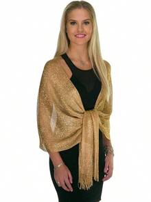 Metallic Glitter Shawl Wrap For Evening Dresses And Weddings - 黃金 1 - 查看 9