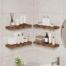 Estantes flotantes para el baño, 4/8 piezas de 15.8 pulgadas de estantes de madera rústicos montados en la pared para el almacenamiento del baño, decoración del baño de vuelta al colegio