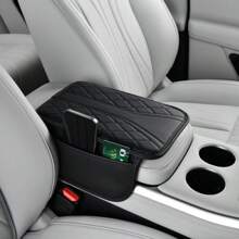 1pc Armrest Box Heightening Pad With Dual Side Storage Pockets / No Pocket Two Styles, PU Leather Automotive Armrest Console Pad, Car Interior Decor Accessories