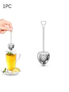 1/2/5/10pcs, 14cm*4cm, Stainless Steel Tea Infuser, Red Tea/Flower Tea Filter, Heart Shaped Handle Tea Leaves Strainer - Silver - View 16