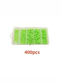Juego de 400 perlas de cebo con luz fluorescente nocturna, con perlas anti colisión y perlas protectoras, adecuadas para equipo y aparejos de pesca