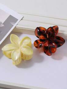 2pcs Simple & Elegant Acrylic Pink Beige Bow Print Hair Claw Clips, Decorative Flower Shaped Hair Accessory For Updo, Suitable For Daily Commute And Travel Outfit Fashion Hair Accessories Elegant Hair Clip
