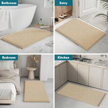 Upgrade Extra Large Bathroom Rugs Set 3 Pieces Thick Absorbent Chenille Bath Mat,Ultra Soft Bathroom Mats,Non Slip Bathroom Floor Mats,Washable Toilet Rug For Bathroom, Bedroom, Kitchen,Beige - Beige - View 10