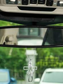 空心祈祷手势十字架吊坠，汽车内饰装饰吊坠，优雅的十字架吊坠 - 彩色 - 查看 2