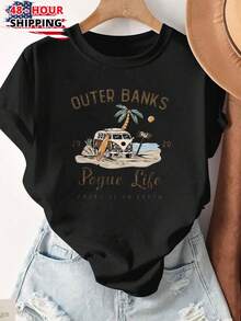 P4L Pogue Life Paradise On Earth Womens T Shirt Casual Summer Tee  Graphic Top Comfortable Soft Cool Gift Fashion Outfit - Black - View 3