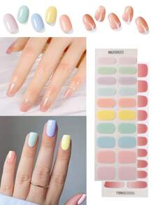 20/40 Fait référence à la bande d'ongles en gel semi-durcissant de couleur dégradée, autocollant en gel d'ongles durcissant aux UV, convient pour les UV, facile à utiliser et à retirer