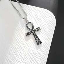 1 Piece Of Stainless Steel Ancient Egyptian Style Symbol Cross Necklace Pendant, Suitable For Men/Women, Gift For Holidays And Birthdays