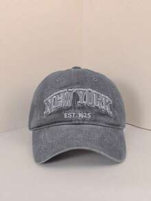 1pc/2pcs Unisex Embroidered "NEW YORK" Washed Baseball Cap, Adjustable Outdoor Casual Hat - A - View 3