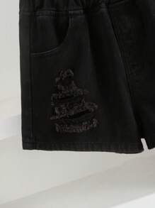 1 pieza Shorts vaqueros rotos de uso versátil para vacaciones y exteriores para niñas pre-adolescentes