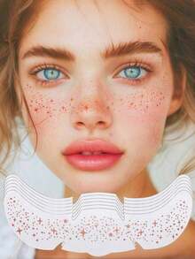 6 Sheets Glitter Freckles Holographic Stickers Heart Freckle Tattoos Glitter Stickers Waterproof Temp Tattoos With Glittery Star Heart Dot Pattern For Adults Accessories For Party Festival Daily Makeup - Hồng - Xem 13