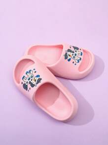 Kids' EVA Foam Slippers Lightweight Anti-Slip Soft Bottom Cute Slip-On Home & Casual Quick Dry Sandals, Plain Color, Thick Sole, Girls Beach Slide
