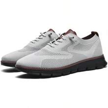 Men's Lightweight Casual Lace - Up Oxfords Walking Shoes, Comfortable Dress Shoes, Breeze Style - Light Grey - View 4