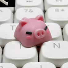 1 szt. Klawiatura mechaniczna z przezroczystymi, uroczymi różowymi klawiszami w kształcie świnki, wysokość OEM, materiał ABS, zamiennik klawiszy ESC, uroczy prezent na akcesoria komputerowe DIY