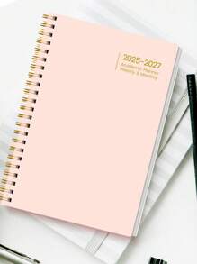 1 Stück Wochen- und Monatsplaner in Spiralbindung für die Zeitspanne Juli 2025 - Juni 2027 (Schwarz, Pink, Grün) für Produktivität, zur Aufzeichnung von Privatem, Arbeit und Schule, passend für die Semesteranfang