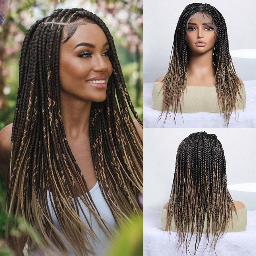 DWNSEN 360° HD Full Double Lace Front Braid Wig -Short Styling Wig Hand Braided, Knotless Cornrow Braids, Lace Frontal, Blended Black Hair, Baby Hair, Natural Looking, Realistic Hairline,Summer Breathable, Comfortable, Durable, For Women - model - 查看 1