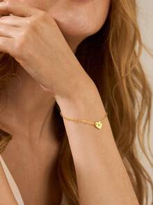 Braccialetto con iniziale a forma di cuore in argento sterling S925 - Regalo personalizzato per fidanzata, migliore amica, sorella, mamma, amante e per se stesse - Ideale per compleanno, anniversario, San Valentino, laurea, stile delicato quotidiano e momenti dolci